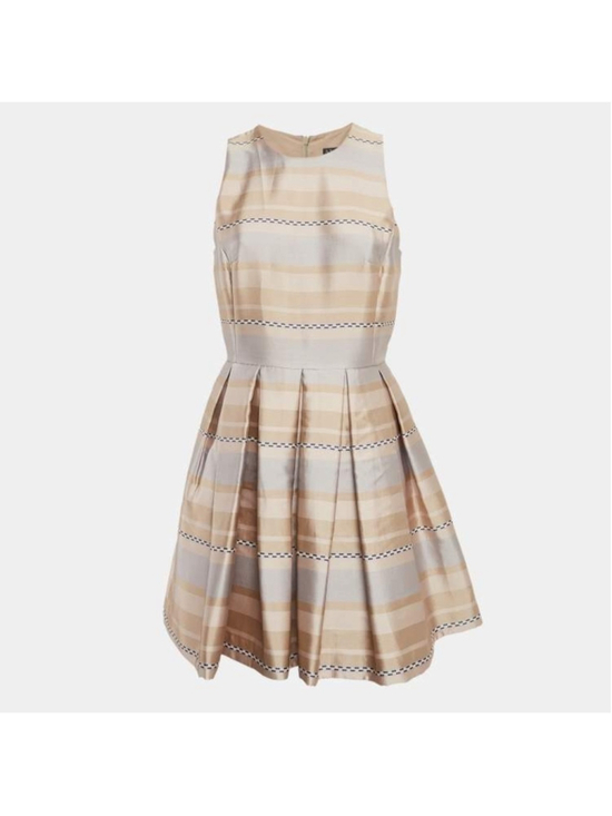 Armani Exchange Dresses & Skirts - Armani Exchange Beige Taffeta Pleated Fit and Flare Tea Dress Size 6